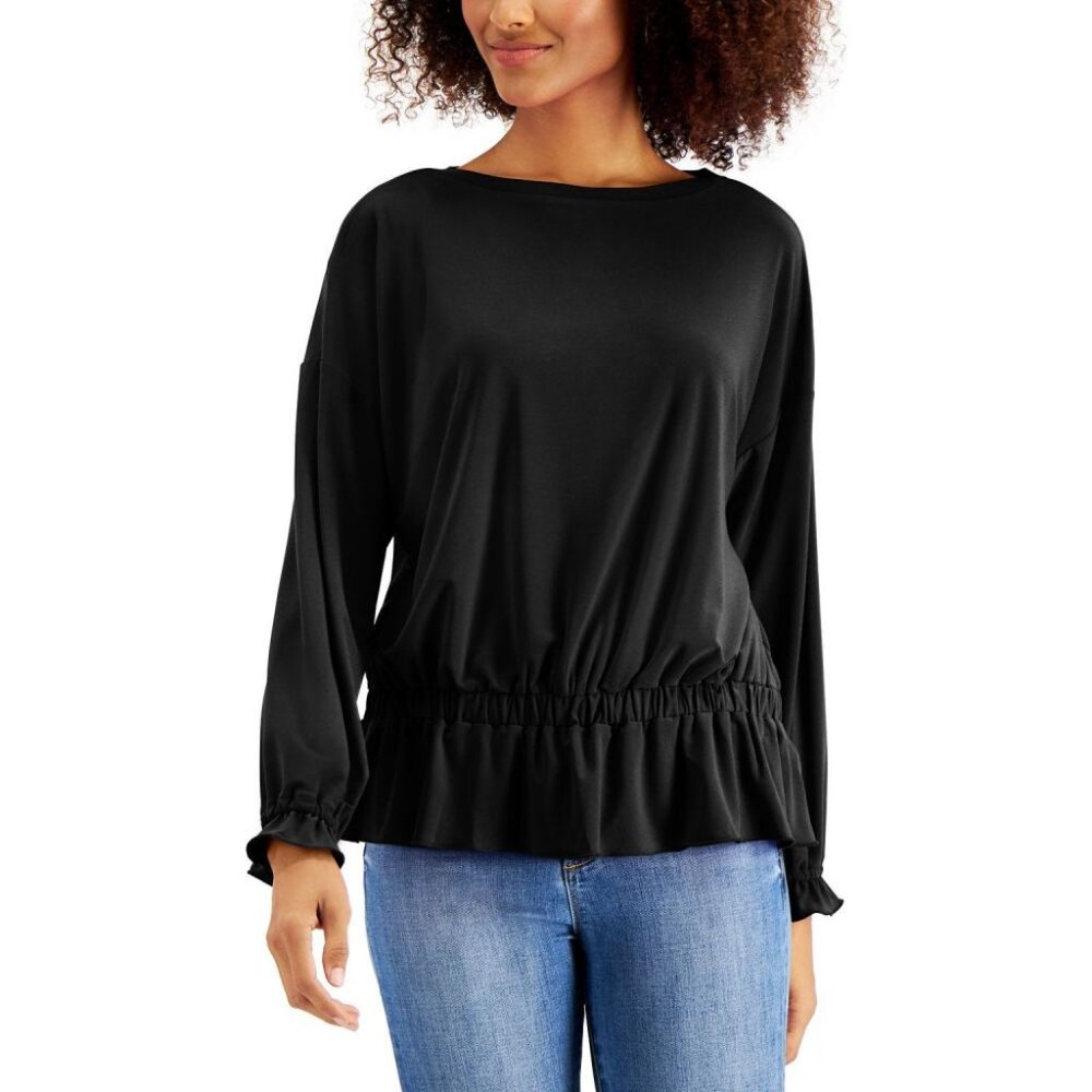 Willow Drive Peplum Top - Size XS - Black